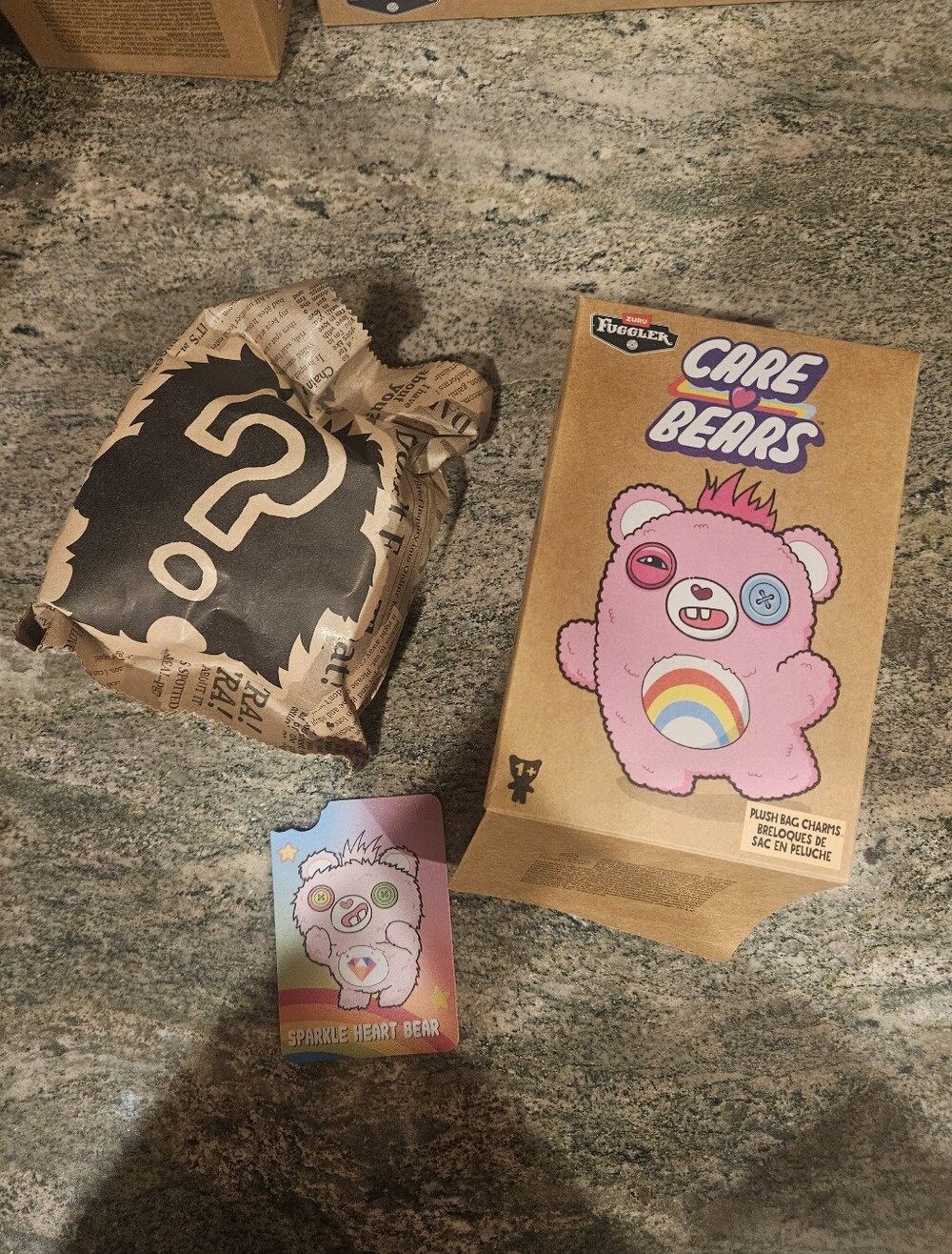RARE Care Bears Fuggler Sparkle Hear Bear 5" Charm, Never Opened